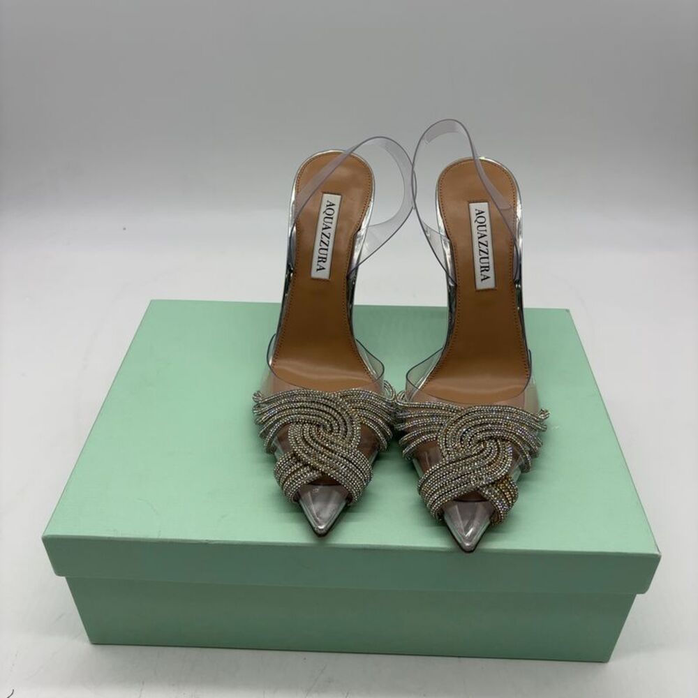 Aquazzura Gatsby Shimmery Halter Slingback Pumps